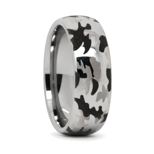 8mm Rounded "Camo" Tungsten Ring