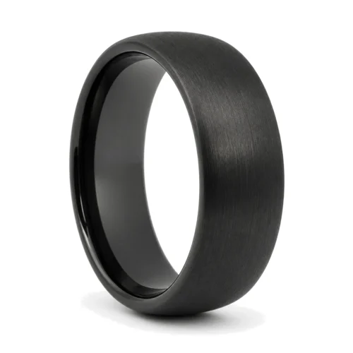Black Tungsten 8mm Ring With Brushed Finish