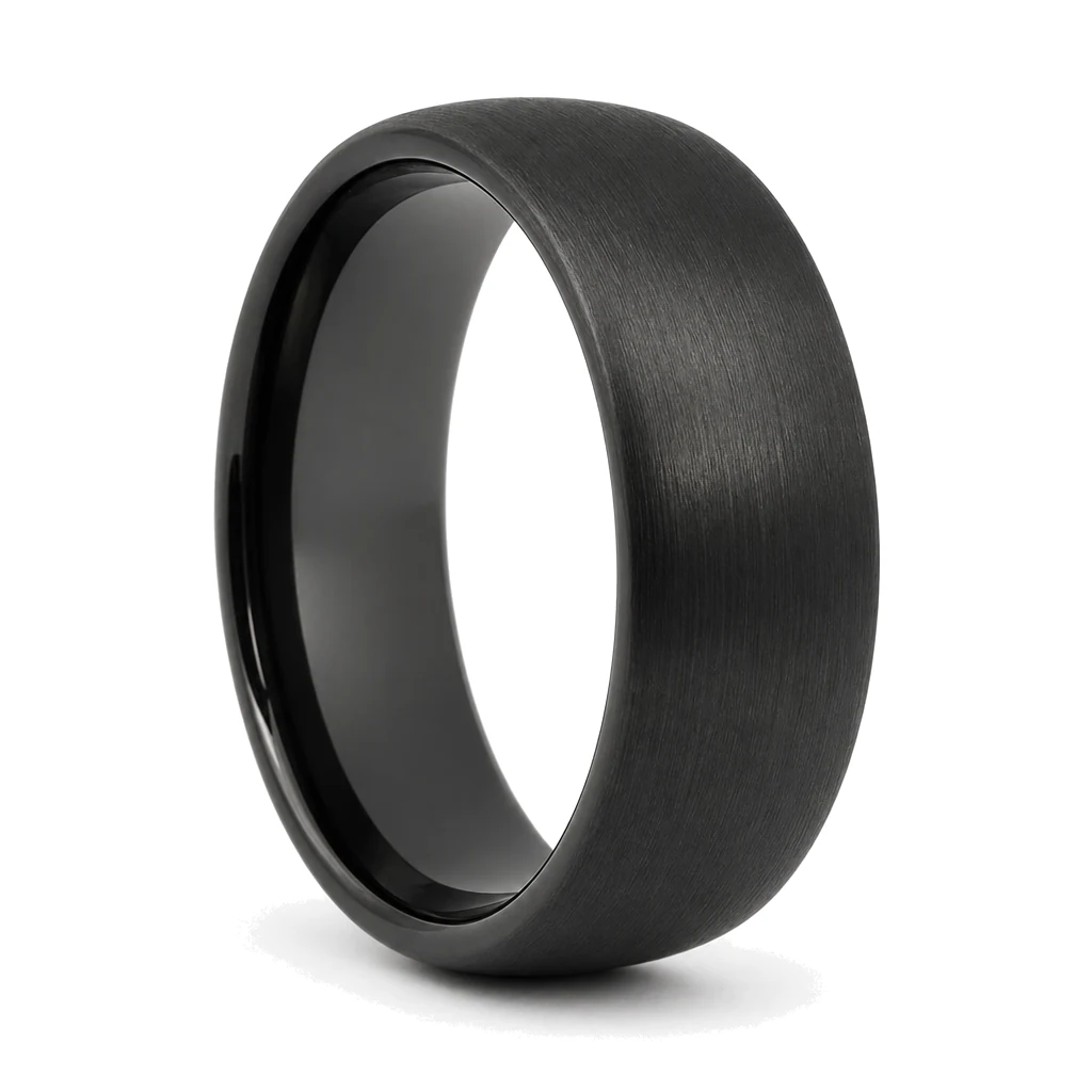 Black Tungsten 8mm Ring With Brushed Finish