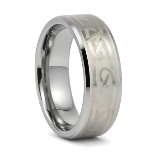 Tungsten 8mm Mens Ring With Celtic Pattern