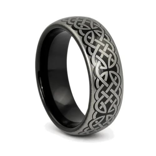 Black Celtic 8mm Mens Tungsten Ring
