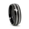 Black Twin Stripe Mens Tungsten 8mm Ring