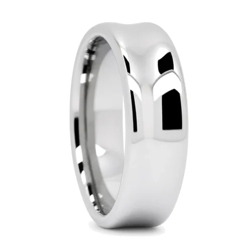 Concave 7mm Polished Tungsten Mens Wedding Ring