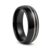 Black Tungsten 8mm Mens Ring With Twin Offset Stripes