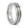 Polished Tungsten 8mm Ring With Twin Black Stripes