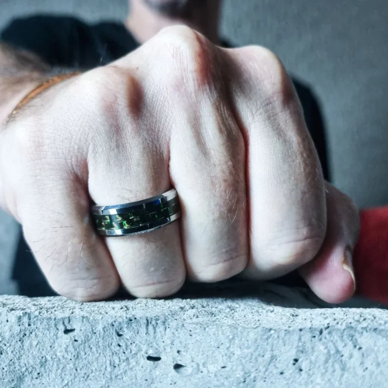 Green Carbon Fiber 8mm Mens Tungsten Ring