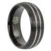 Black Brushed Tungsten 8mm Ring With Twin Grooves