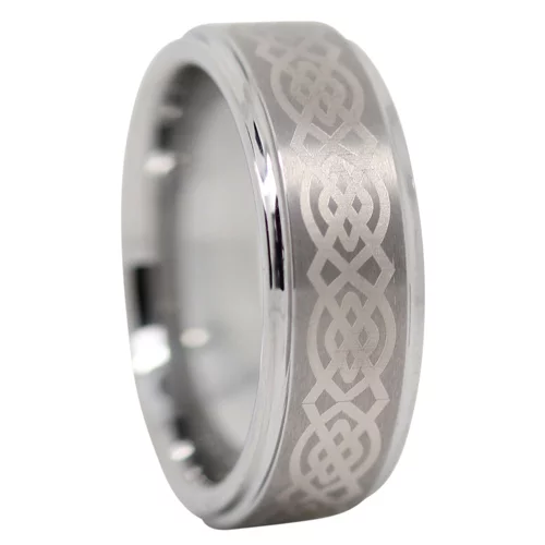 Satin Finish Celtic 8mm Tungsten Ring