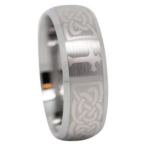 Celtic Cross 8mm Tungsten Ring