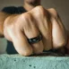 Black 8mm Tungsten Ring With Single Stone