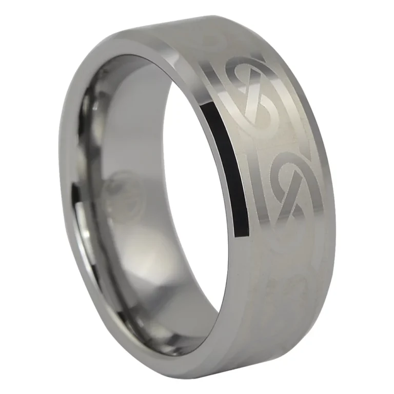 Tungsten 8mm Mens Ring With Celtic Pattern