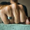 Brushed Tungsten 8mm Mens Ring With Offset Groove