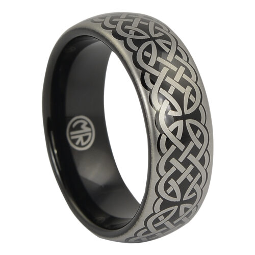 Black Celtic Mens Tungsten Ring