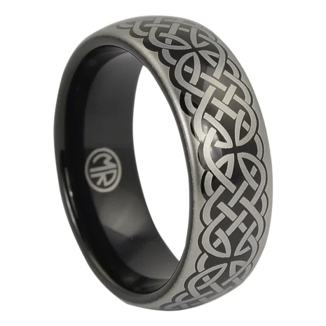 FTR-077-Black-Celtic-Mens-Tungsten-Ring-video Black Celtic 8mm Mens Tungsten Ring