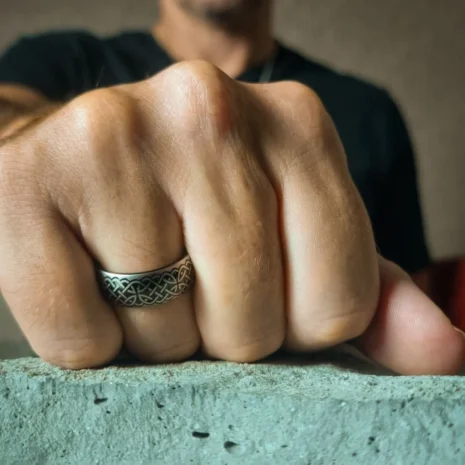 FTR-077-Tungsten-Mens-Ring Black Celtic 8mm Mens Tungsten Ring