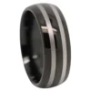 Black Twin Stripe Mens Tungsten 8mm Ring