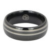 Black Tungsten Mens Ring With Twin Offset Stripes