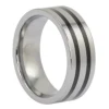 Polished Tungsten 8mm Ring With Twin Black Stripes