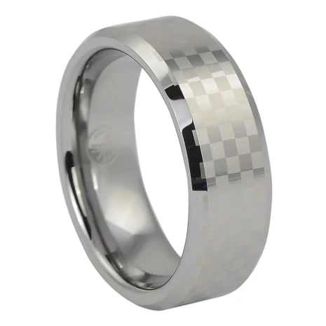 FTR-084-Mens-Chequered-Tungsten-Ring-video Mens Chequered 8mm Tungsten Ring