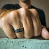 Unique Concave 8mm Black Tungsten Mens Ring