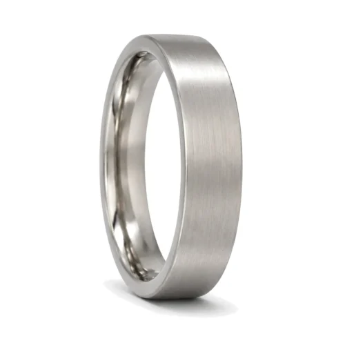 Custom Made 4mm Brushed Flat Titanium Mens Wedding Ring