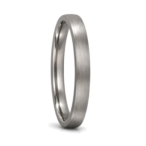 Custom 3mm Brushed Half Round Titanium Mens Wedding Ring