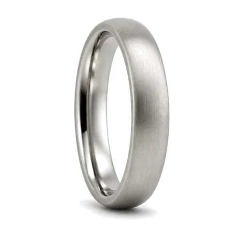Custom 4mm Brushed Half Round Titanium Mens Wedding Band