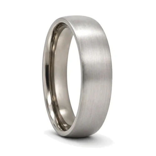 Custom 5mm Brushed Half Round Titanium Mens Wedding Ring