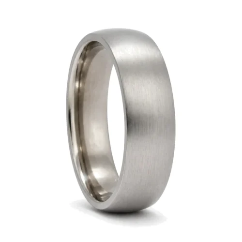 Custom 6mm Brushed Half Round Titanium Mens Wedding Band