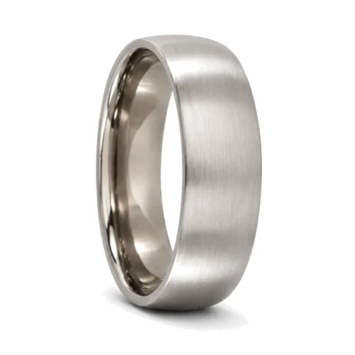 Custom 7mm Brushed Half Round Titanium Mens Wedding Ring