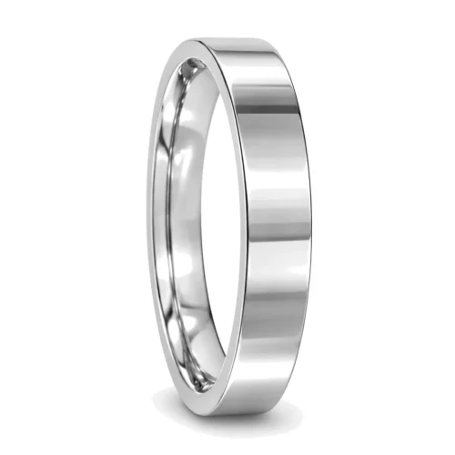 Custom 4mm Polished Flat Titanium Mens Wedding Band
