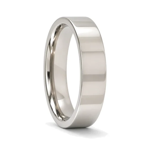Custom 5mm Polished Flat Titanium Mens Wedding Ring