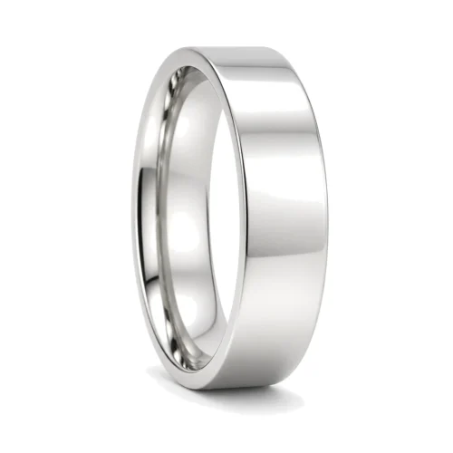 Custom 6mm Polished Flat Titanium Mens Wedding Band