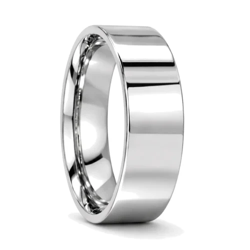 Custom 7mm Polished Flat Titanium Mens Wedding Ring