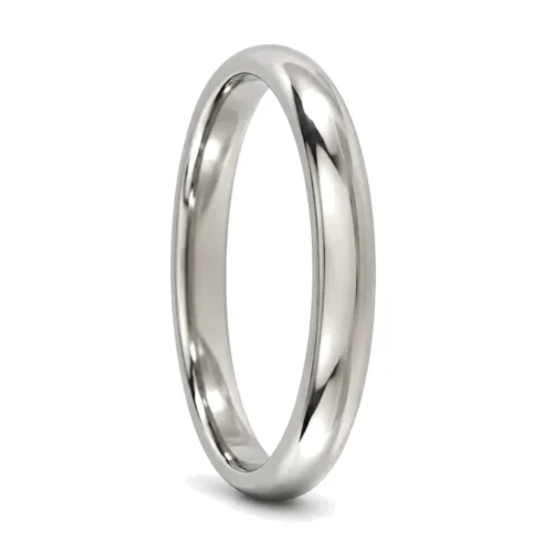 Custom 3mm Polished Rounded Titanium Mens Wedding Ring