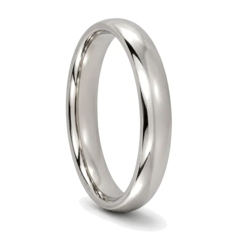 Custom 4mm Polished Rounded Titanium Mens Wedding Ring