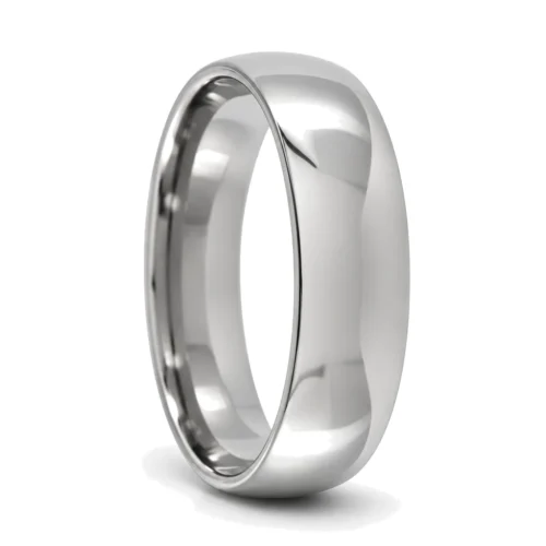 Custom 6mm Polished Rounded Titanium Mens Wedding Ring
