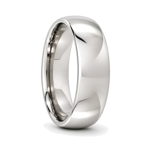 Custom 7mm Polished Rounded Titanium Mens Wedding Ring