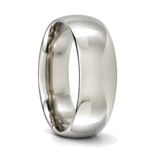 Custom 8mm Polished Rounded Titanium Mens Wedding Ring
