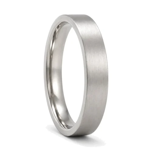 Custom Made 3mm Brushed Flat Titanium Mens Wedding Ring