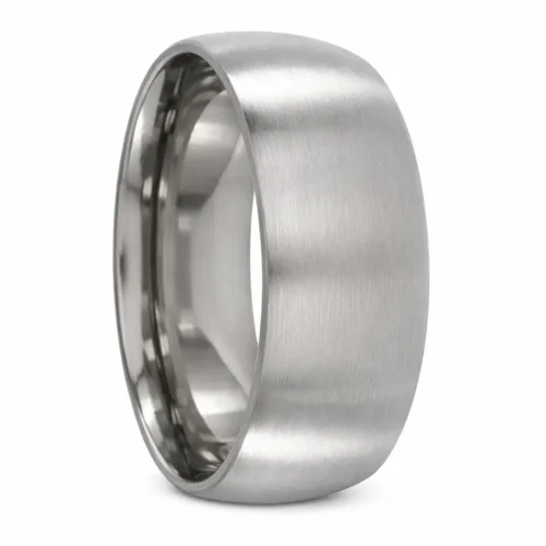 Custom wide brushed titanium ring