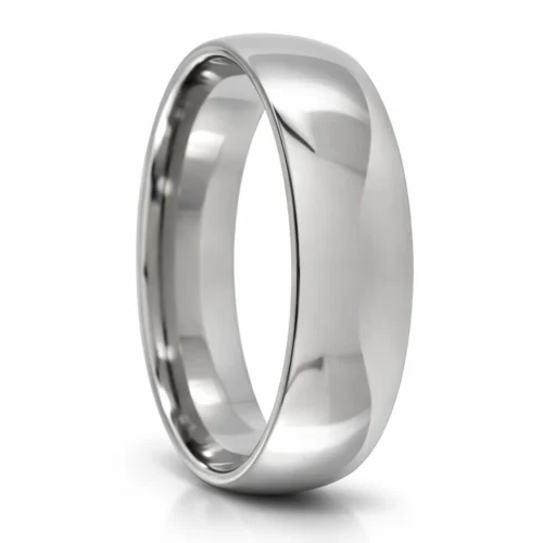 Custom 6mm Polished Rounded Titanium Mens Wedding Ring
