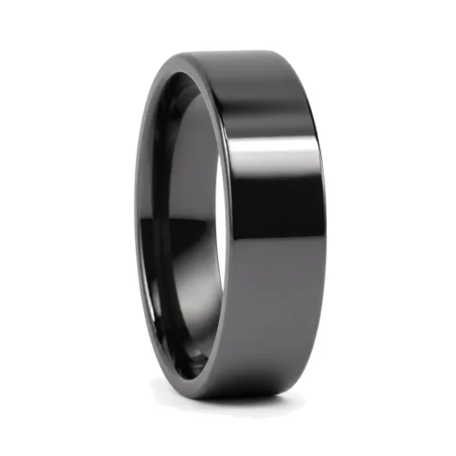 Polished Black Ceramic 7mm Mens Ring