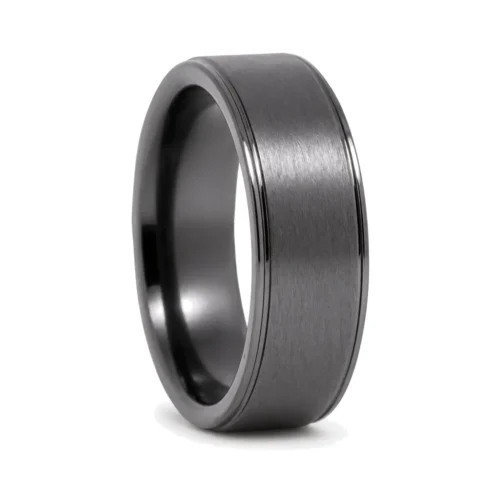 Brushed Ceramic 7mm Mens Wedding Ring