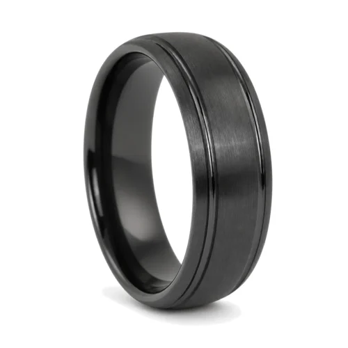 Satin Ceramic 7mm Mens Wedding Ring