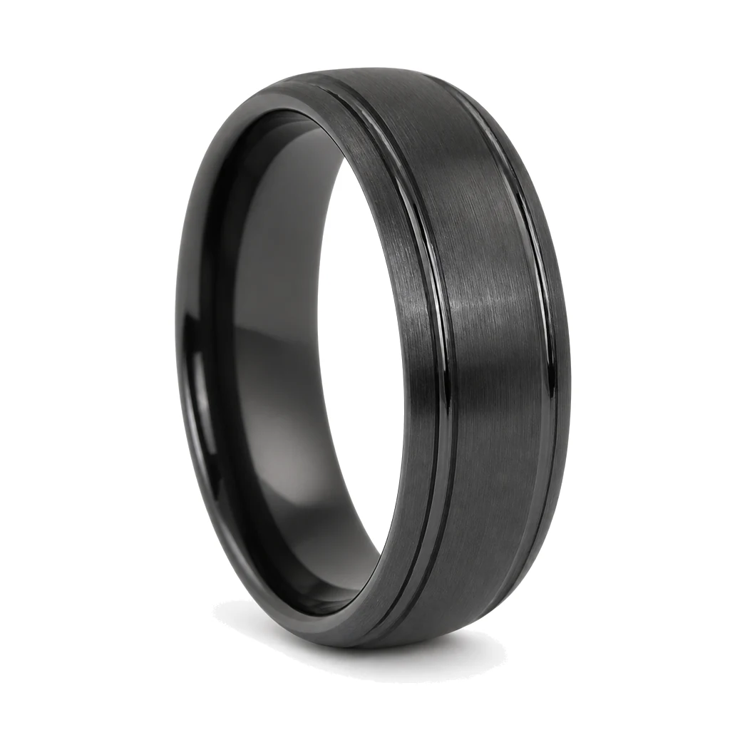 Satin Ceramic 7mm Mens Wedding Ring