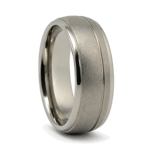 Rounded "Comet" 7mm Titanium Mens Ring
