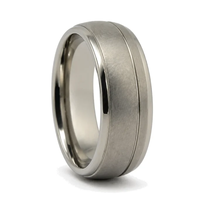 Rounded "Comet" 7mm Titanium Mens Ring