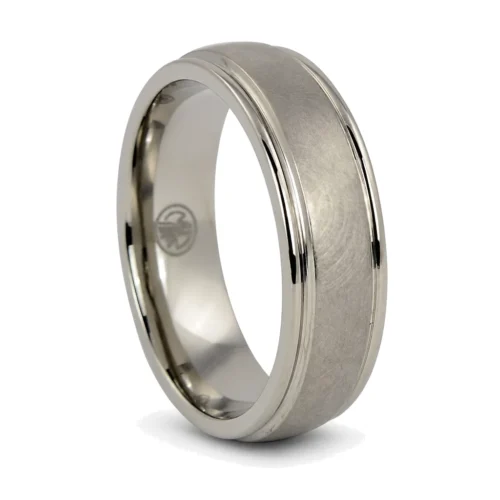 Rounded "Comet" 7mm Titanium Mens Ring With Polished Edges