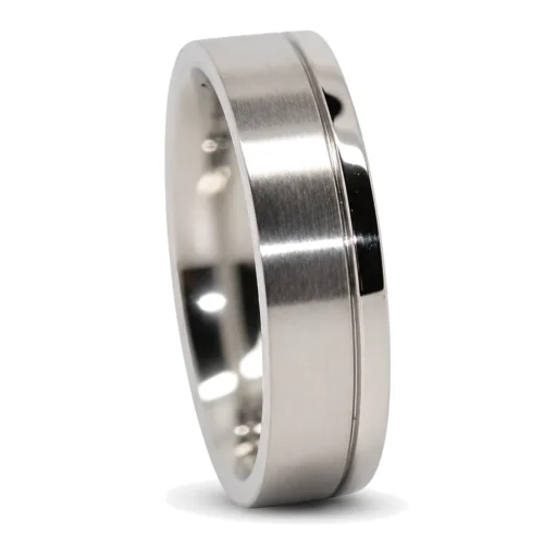 Satin And Polished 6mm Mens Titanium Wedding Ring